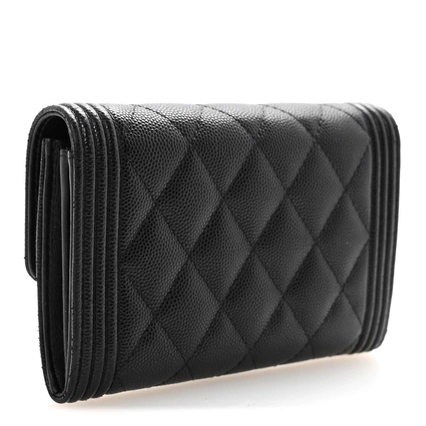 Caviar Quilted Medium Boy Flap Wallet Black
