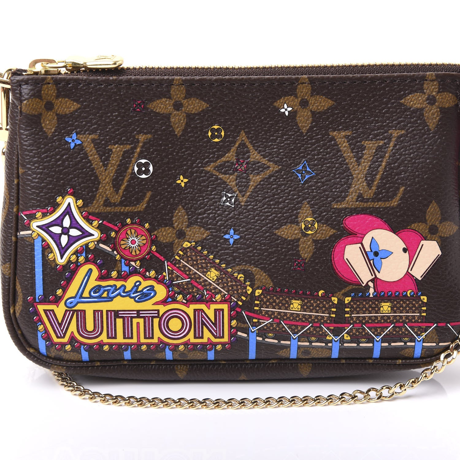 Louis Vuitton Monogram 2020 Christmas Animation Roller Coaster Mini Pochette Accessories Pivoine 9 of 10