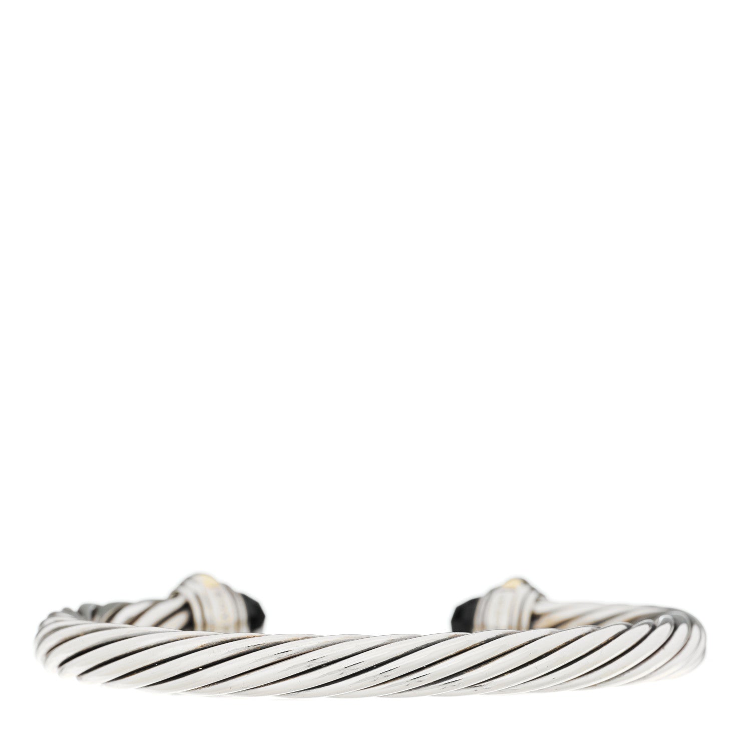 David Yurman Sterling Silver 14K Yellow Gold Black Onyx 7mm Cable Classics Bracelet 2 of 3