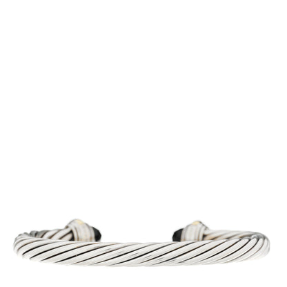 David Yurman Sterling Silver 14K Yellow Gold Black Onyx 7mm Cable Classics Bracelet 2 of 3