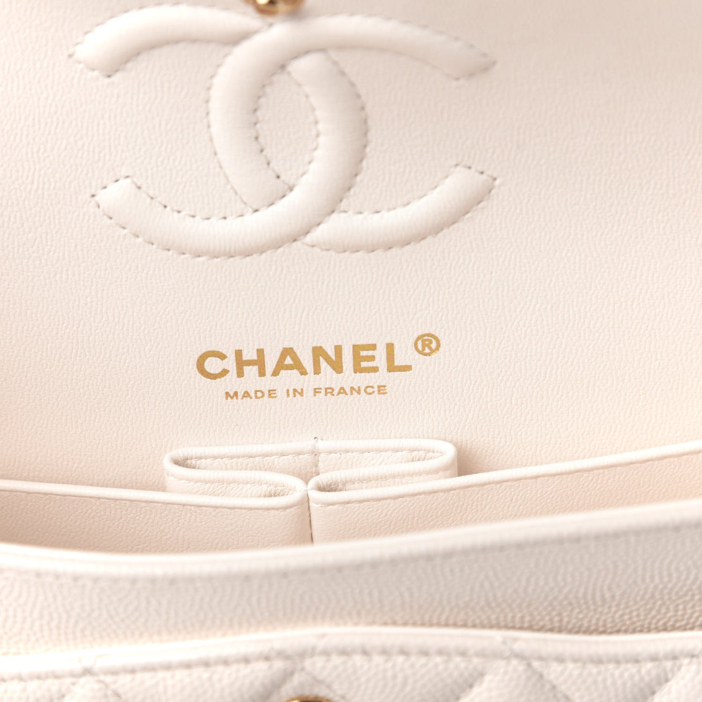 Caviar Quilted Small Double Flap White