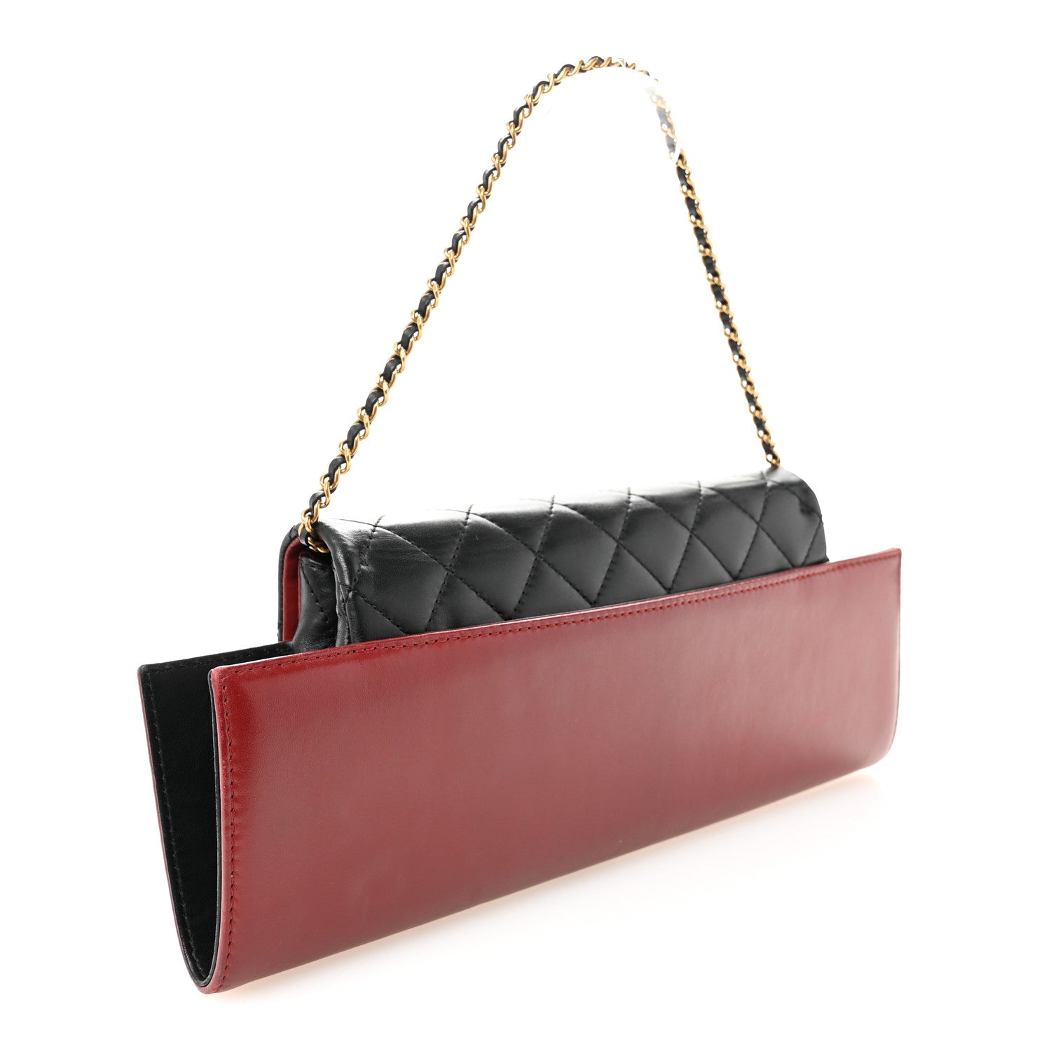 Chanel Calfskin Quilted Brasserie Gabrielle Menu CC Clutch Dark Red 3 of 13