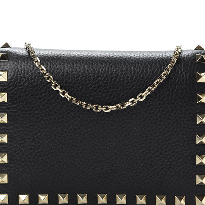 Valentino Garavani Pebbled Calfskin Rockstud Wallet on Chain Black 8 of 8