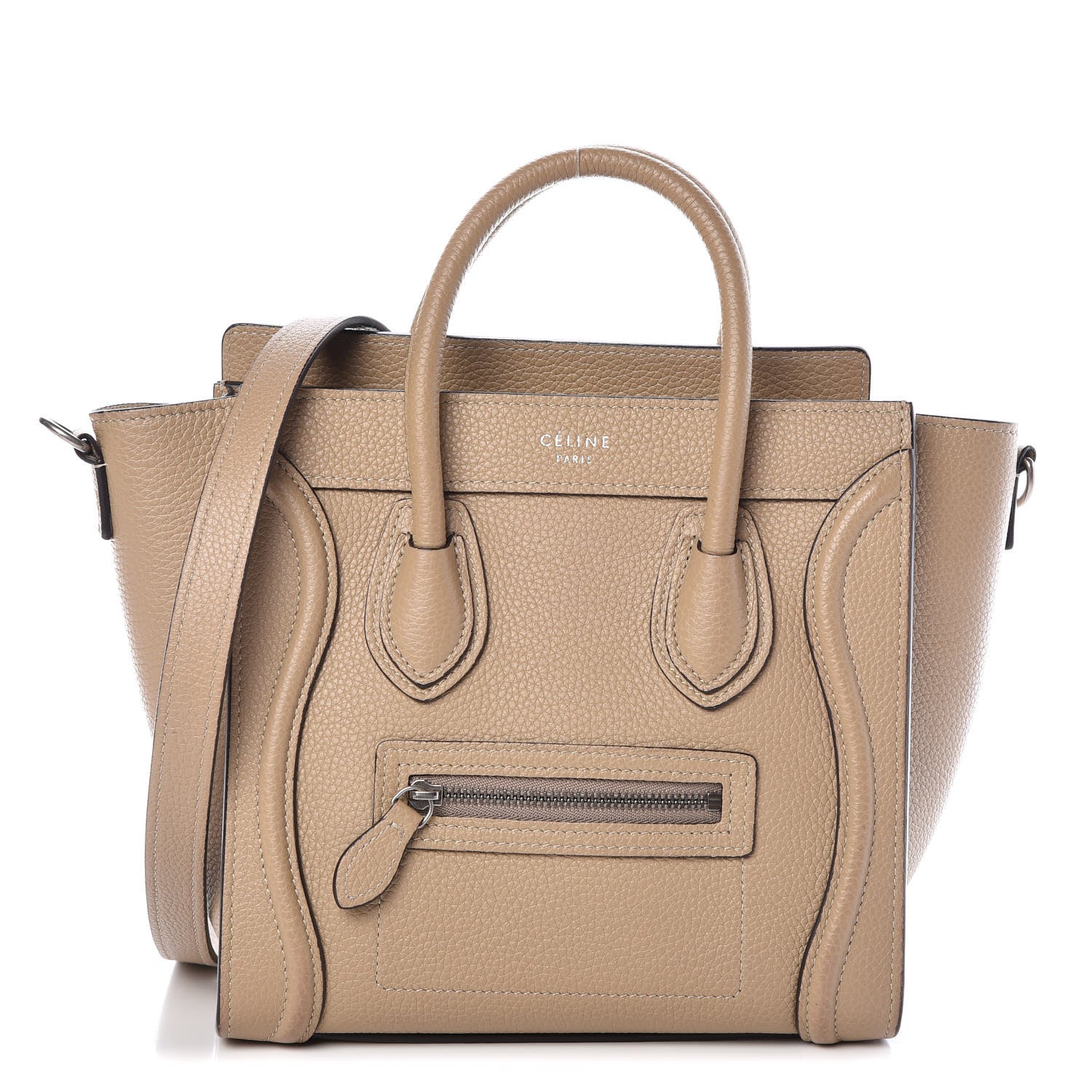 Celine Drummed Calfskin Nano Luggage Dune 1 of 9