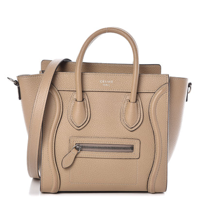 Celine Drummed Calfskin Nano Luggage Dune 1 of 9