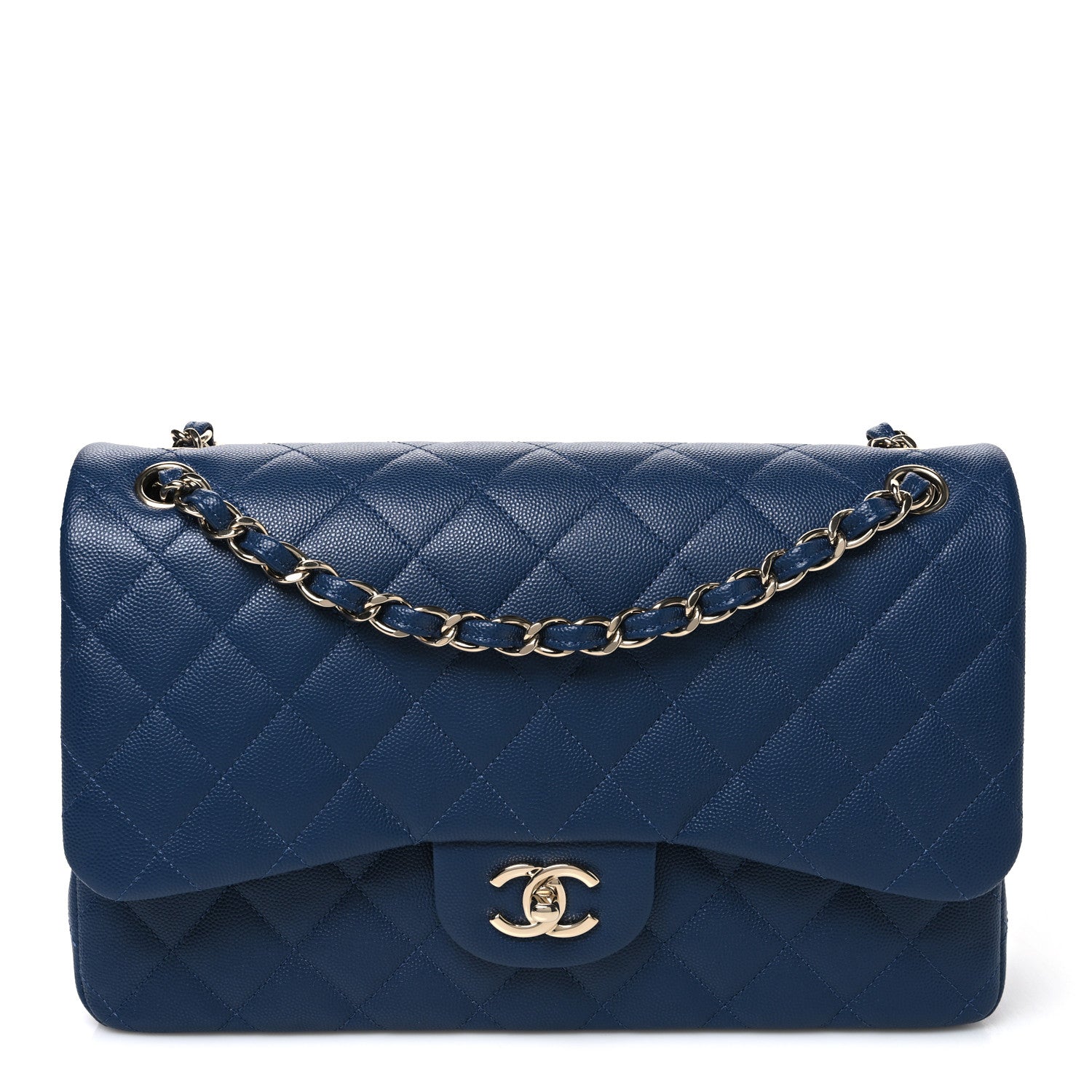 Chanel Caviar Quilted Jumbo Double Flap Navy Blue 1 of 10