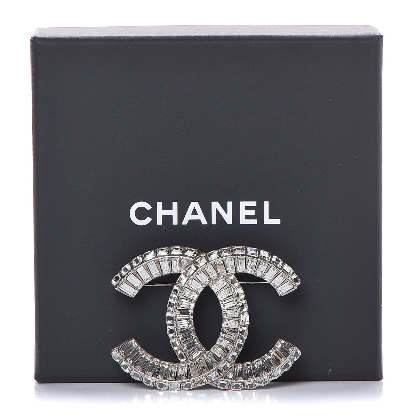 Baguette Crystal CC Brooch Silver