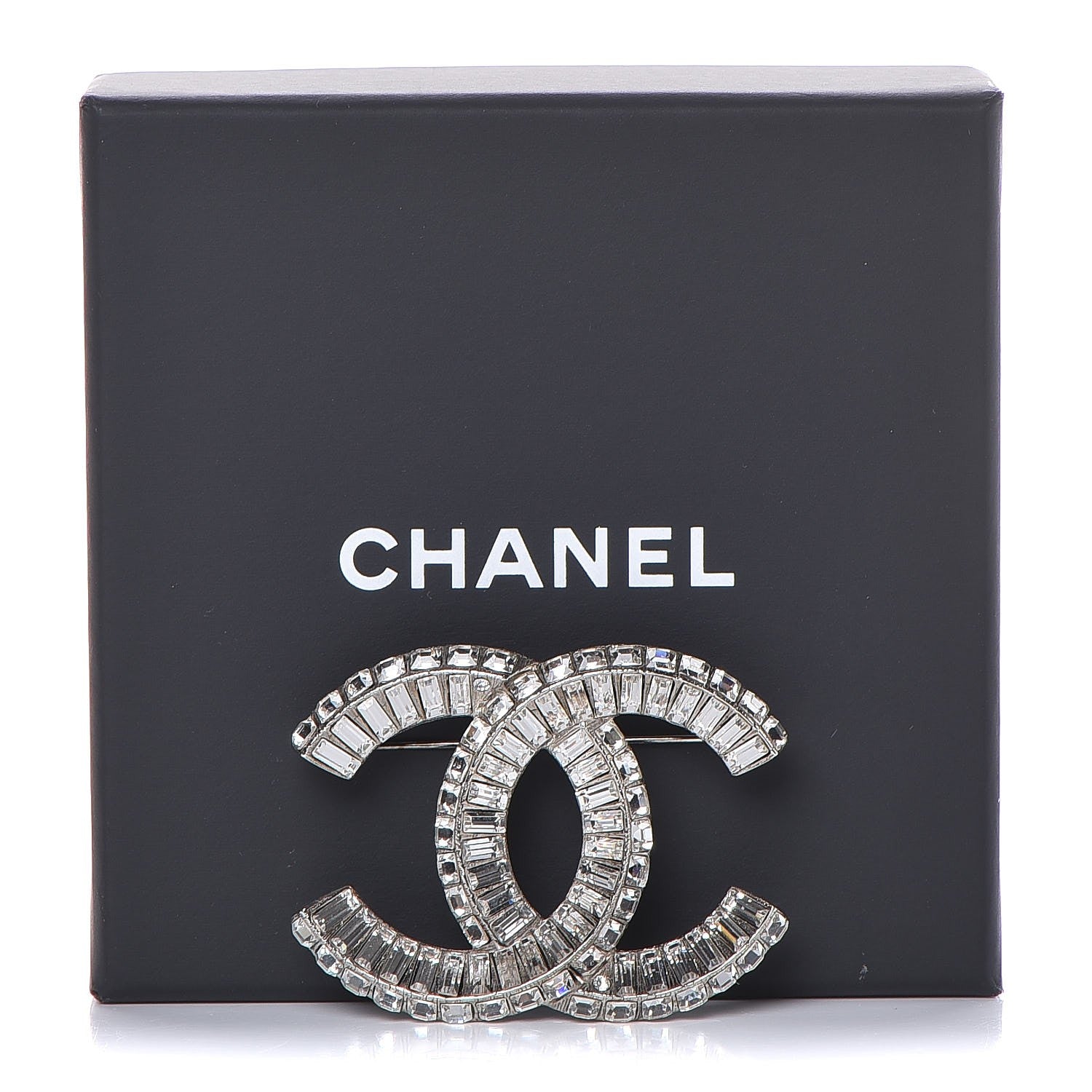 Chanel Baguette Crystal CC Brooch Silver 5 of 5