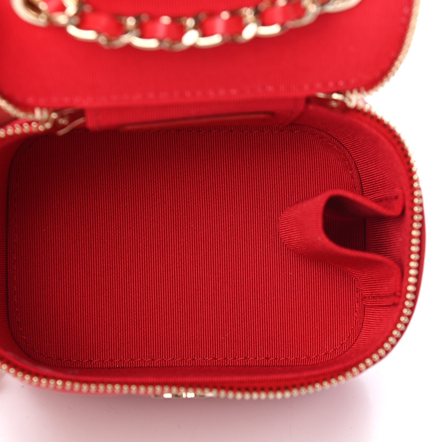 Chanel Lambskin Camellia Embossed Mini Vanity Case With Chain Red 5 of 8