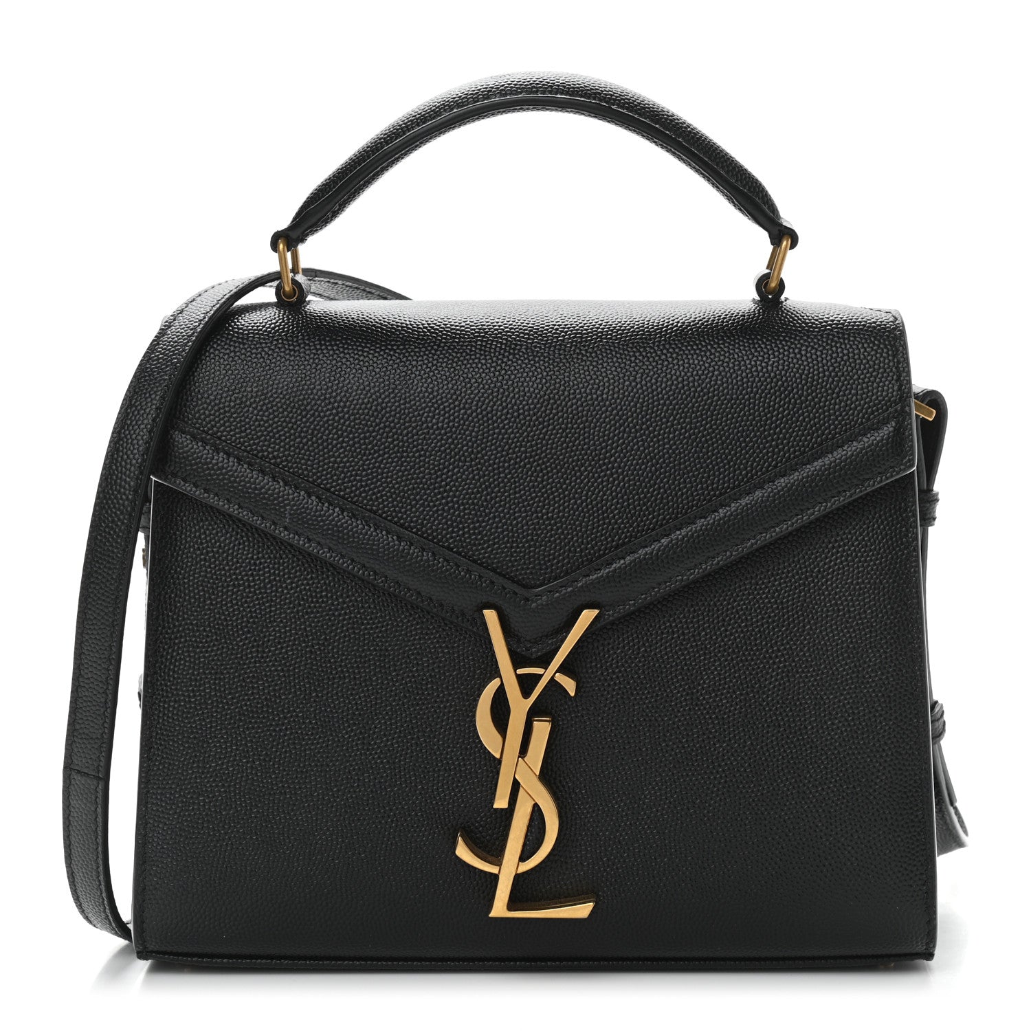 Saint Laurent Grain de Poudre Mini Classic Monogram Cassandra Top Handle Black Rouge Legion 1 of 11