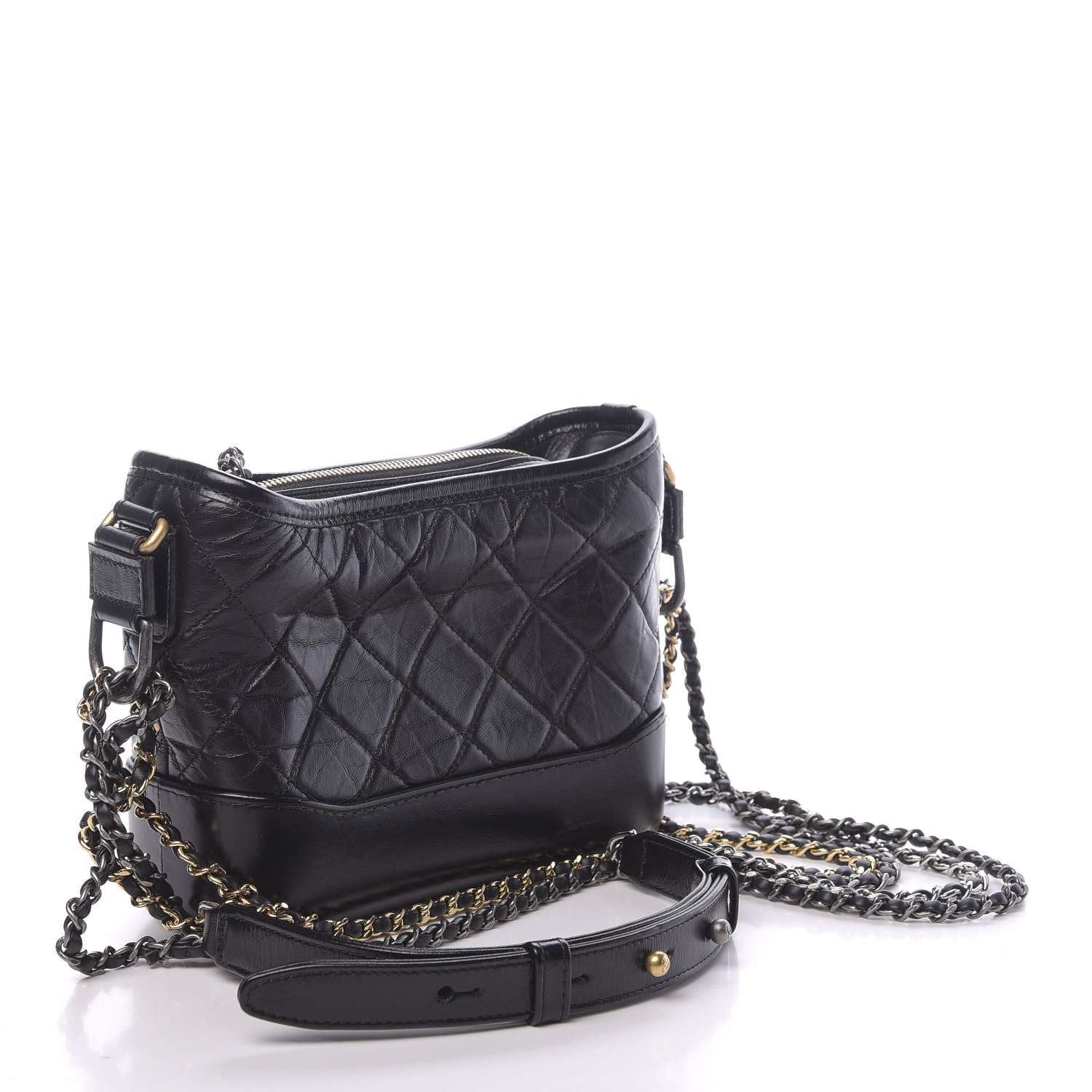 Chanel Aged Calfskin Quilted Small Gabrielle Hobo Black 3 of 12