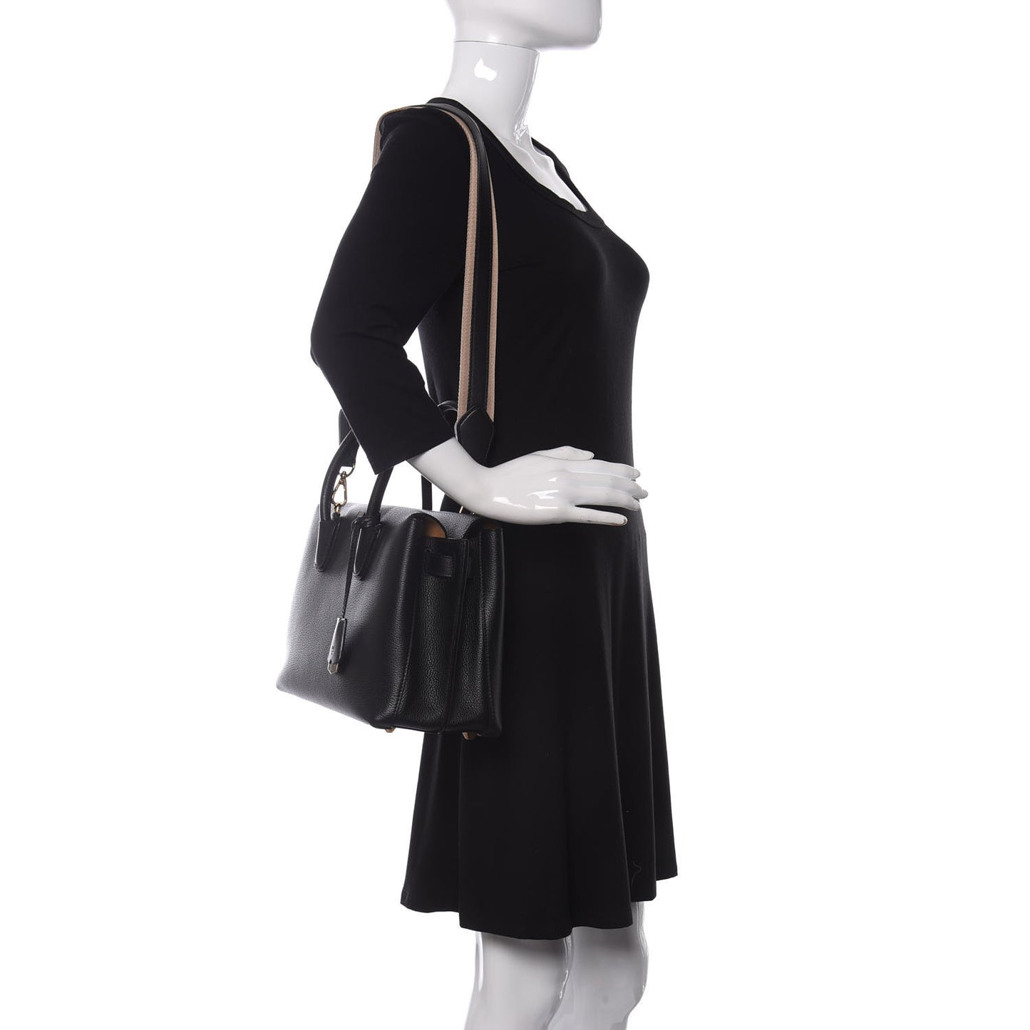 Grained Calfskin Medium Milla Tote Black