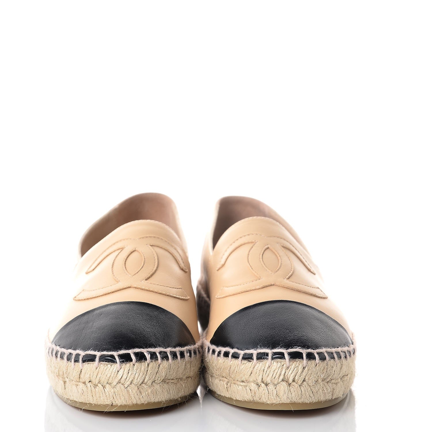 Chanel Lambskin CC Espadrilles 38 Beige Black 2 of 10
