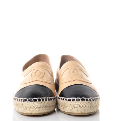 Chanel Lambskin CC Espadrilles 38 Beige Black 2 of 10