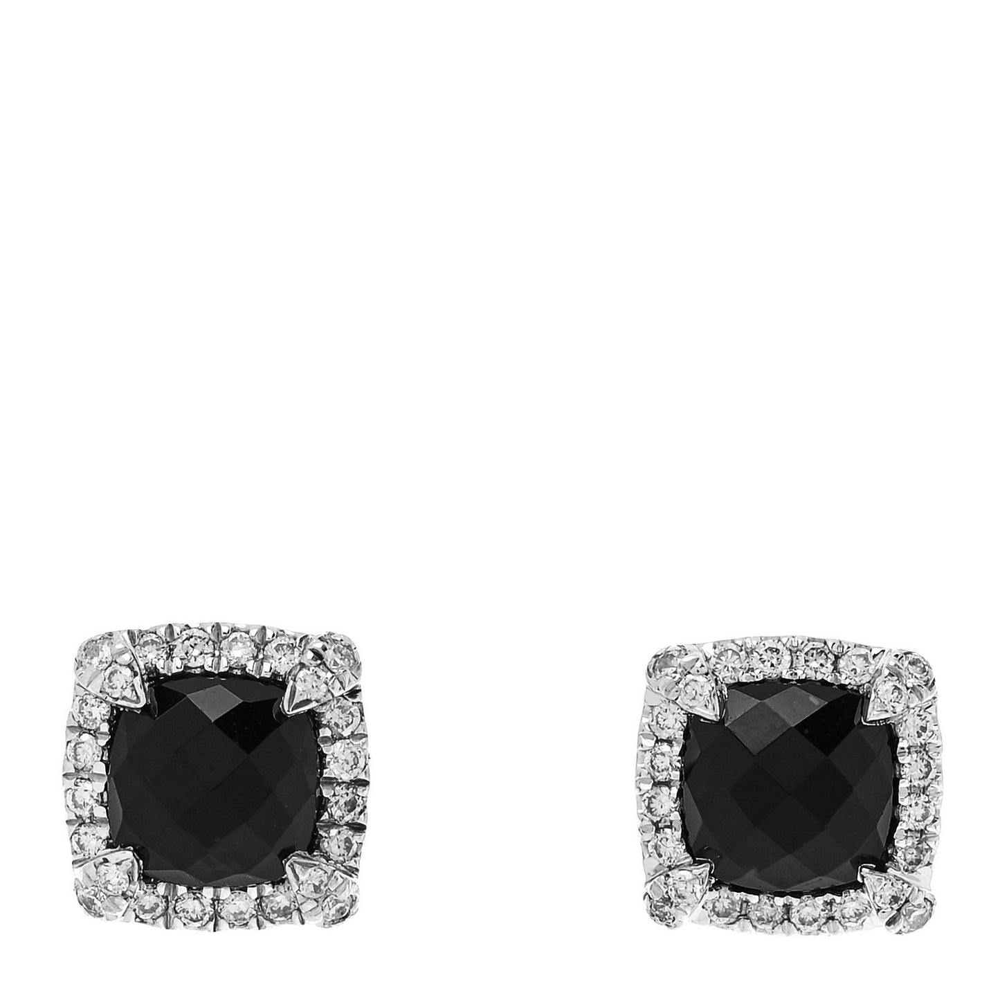 Sterling Silver Diamond Black Onyx Petite 5mm Chatelaine Bezel Earrings