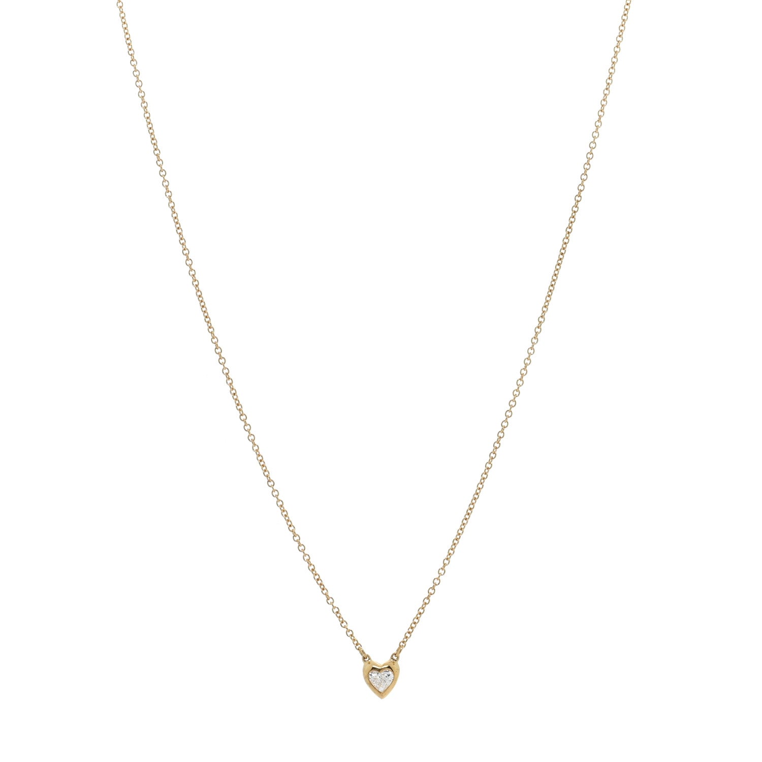 Tiffany 18K Yellow Gold Diamond .17ct Elsa Peretti Diamonds by the Yard Heart Pendant Necklace 1 of 4