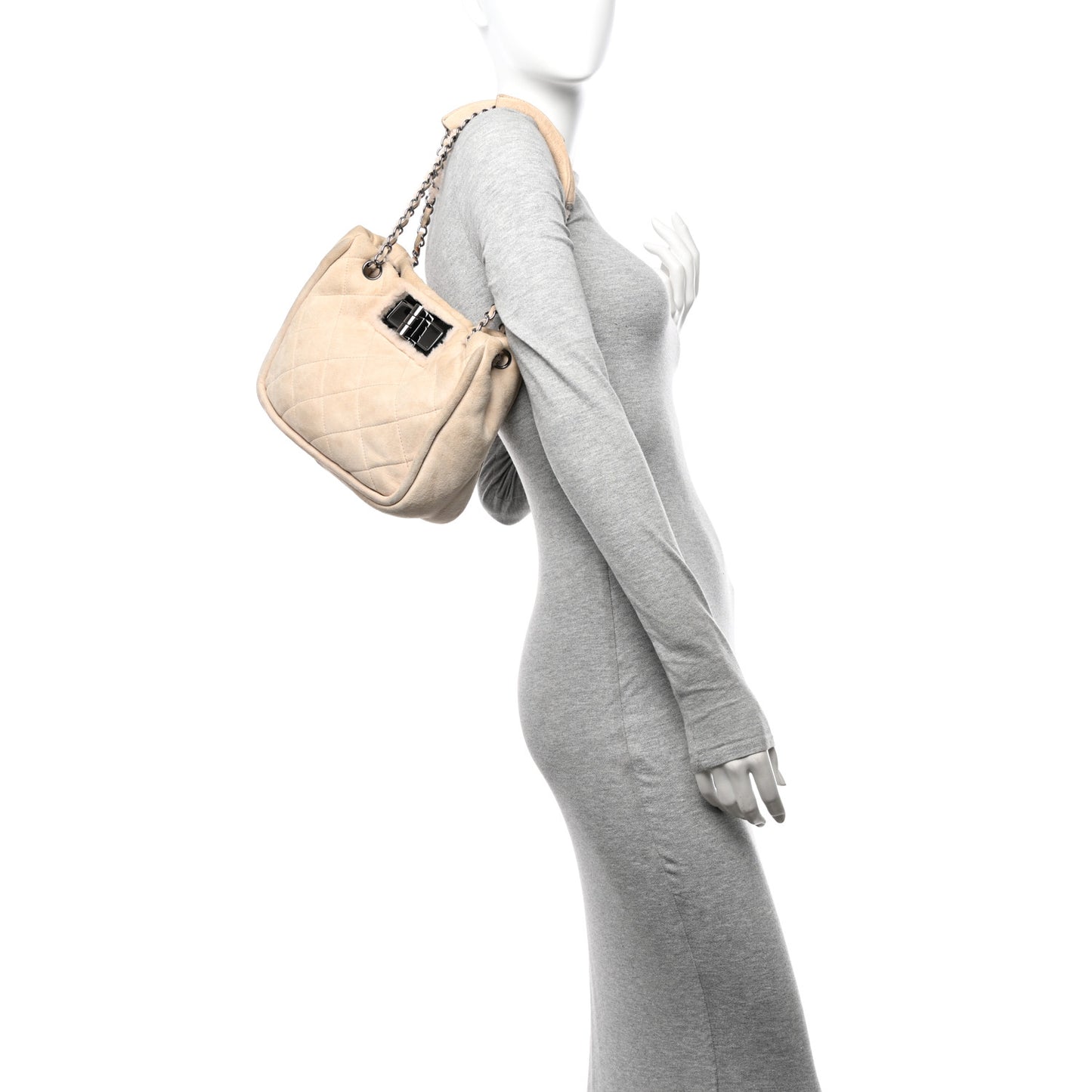 Shearling Quilted Mademoiselle Tote Beige