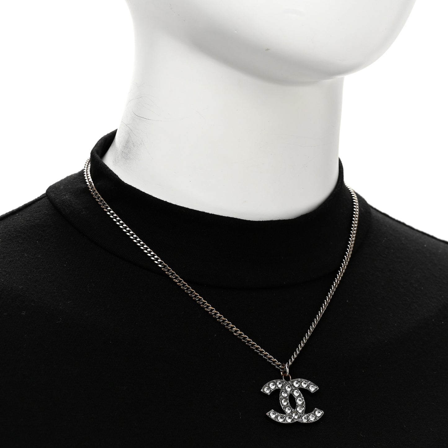 Crystal CC Pendant Necklace Silver