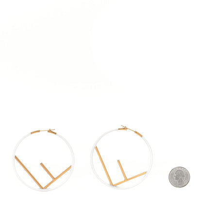 Fendi Metal Enamel Large F is Fendi Hoop Earrings White Gold 2 of 4