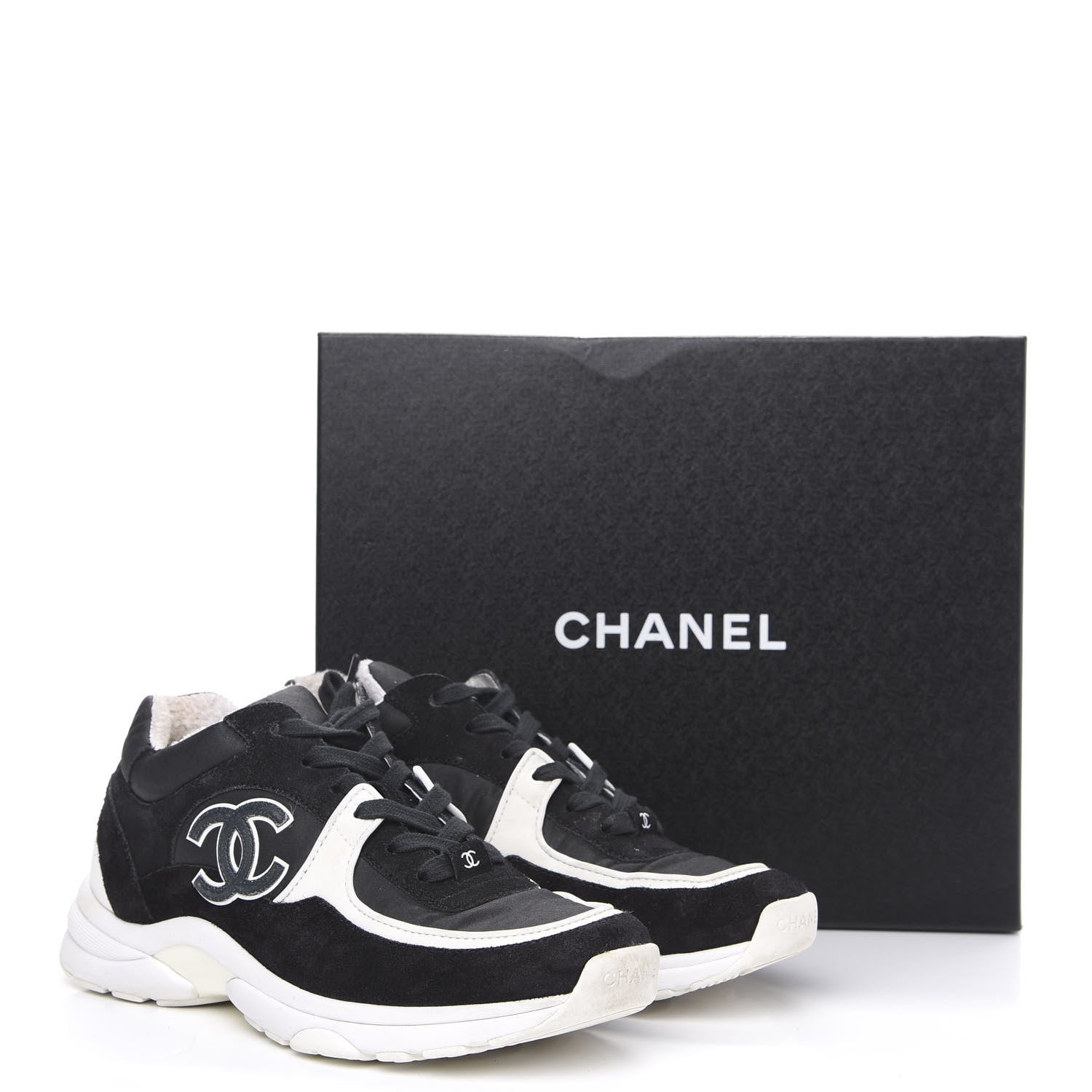Chanel Lycra Womens CC Sneakers 38.5 Black 13 of 13