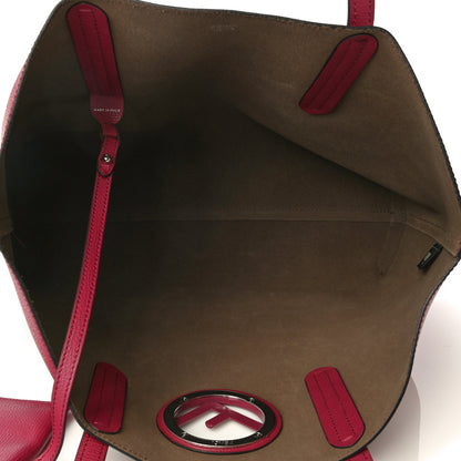 Fendi Vitello Vienna Enamel F is Fendi Shopping Tote Black Cherry Taupe 9 of 9
