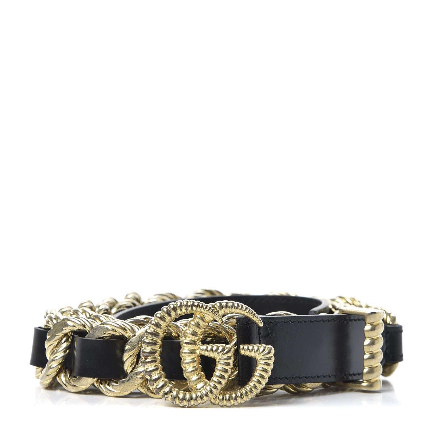Gucci Calfskin Torchon Double G Chain 25mm Belt 90 36 Black 1 of 4