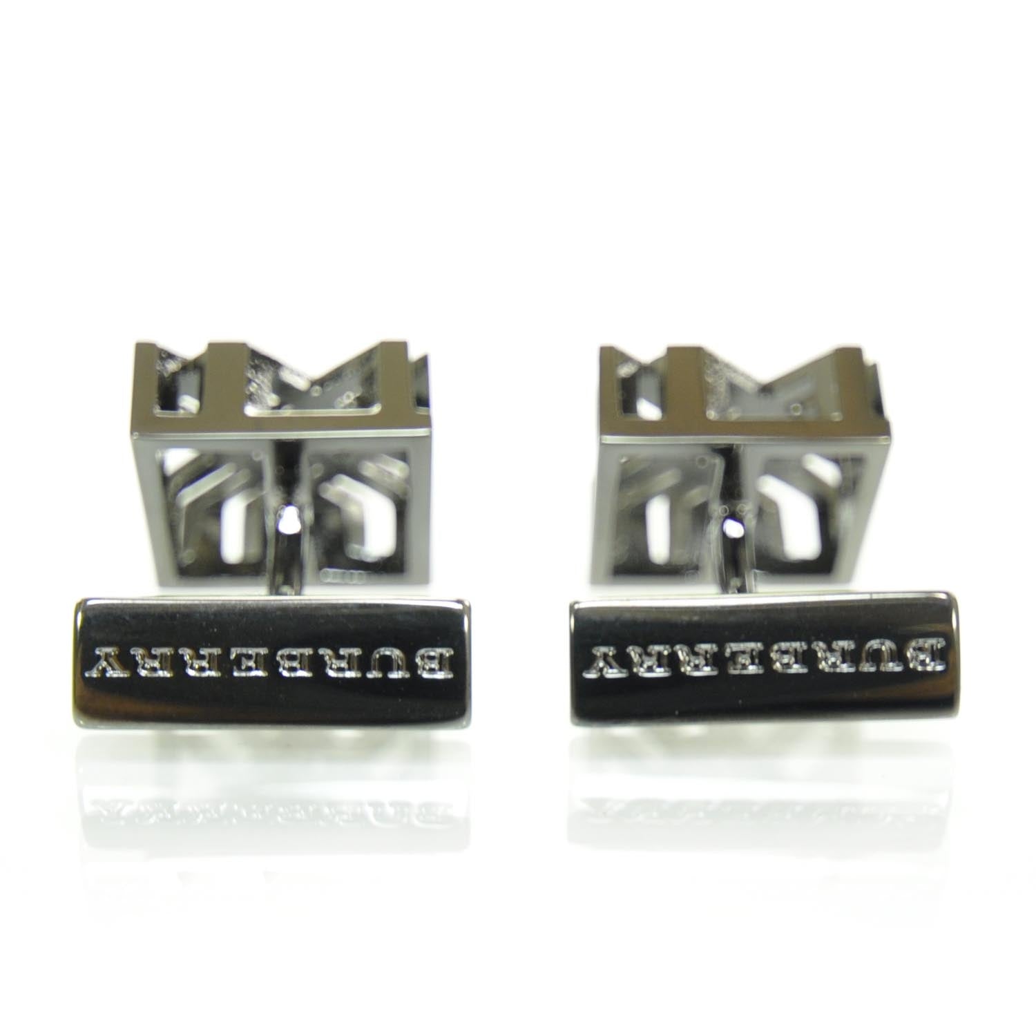 Burberry Check Cufflinks Silver 3 of 5