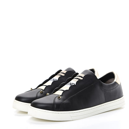 Fendi Vitello Lurex Rockoclick Slip On Sneakers 39.5 Black Gold 3 of 9