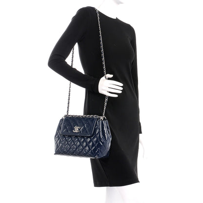 Chanel Patent Quilted Large Coco Shine Accordion Flap Navy 2 of 8