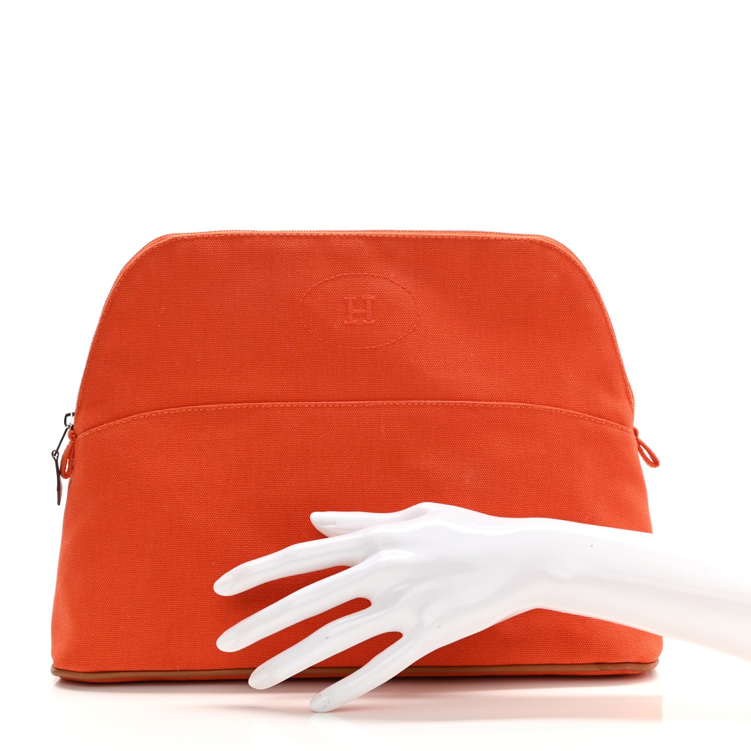 Hermes Cotton Canvas Bolide Travel Cosmetic Pouch MM Feu 2 of 9