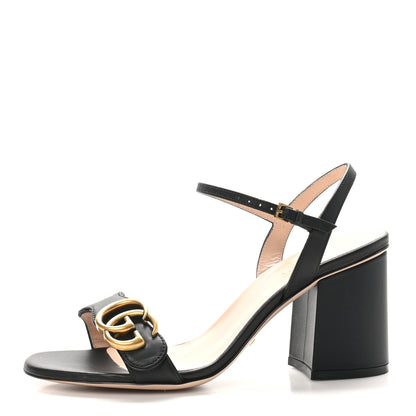 Gucci Lifford Calfskin GG Marmont Ankle Wrap 75mm Sandals 36 Black 1 of 9