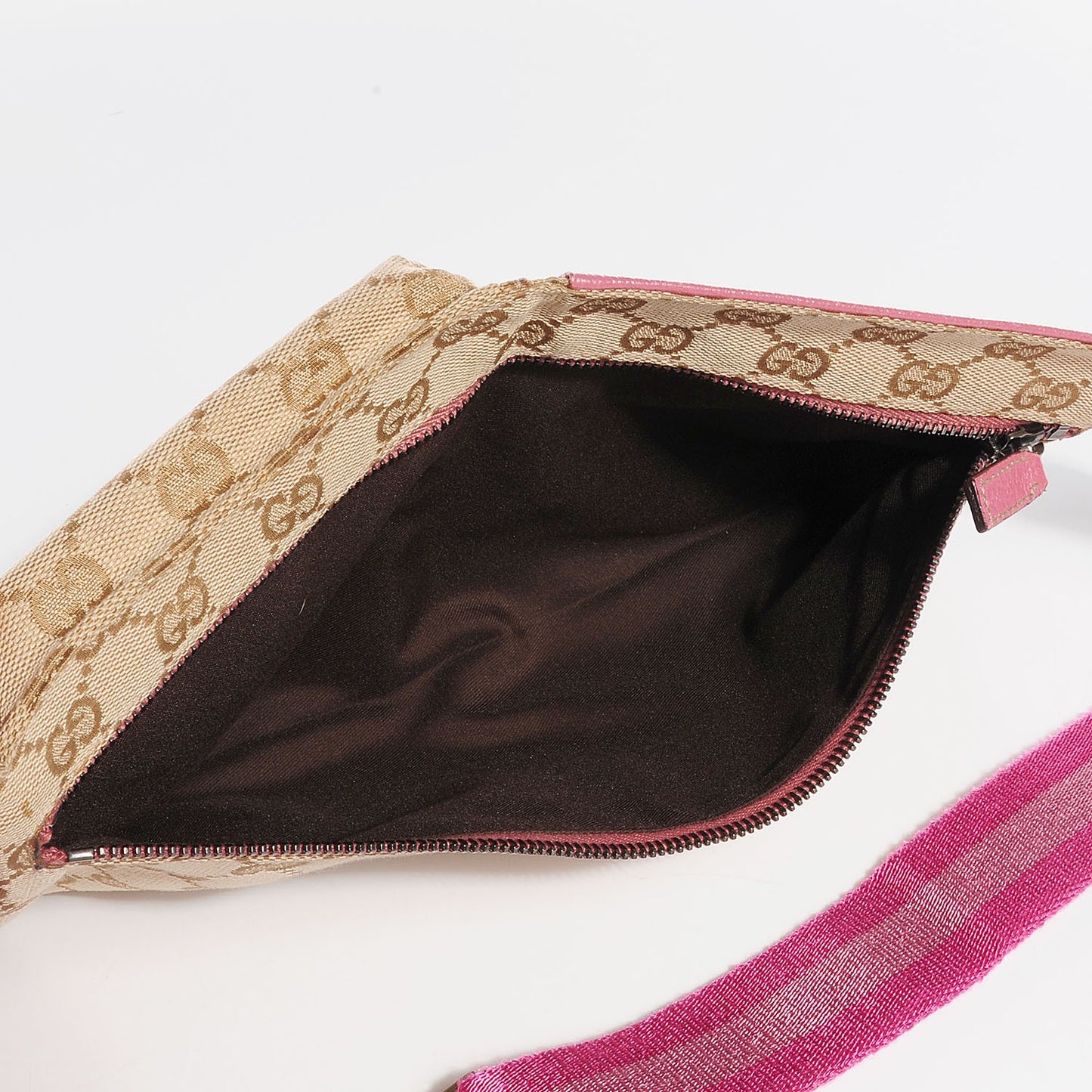 GG Monogram Web Double Pocket Belt Bag Pink