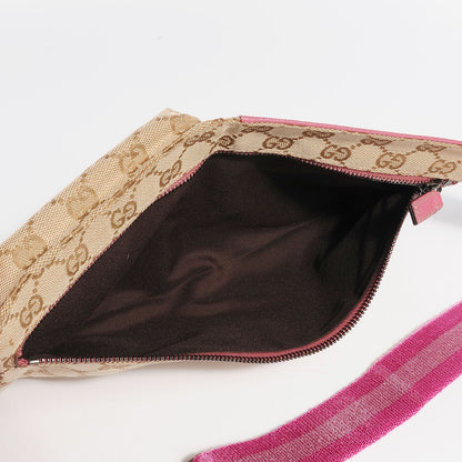 Gucci GG Monogram Web Double Pocket Belt Bag Pink 5 of 9