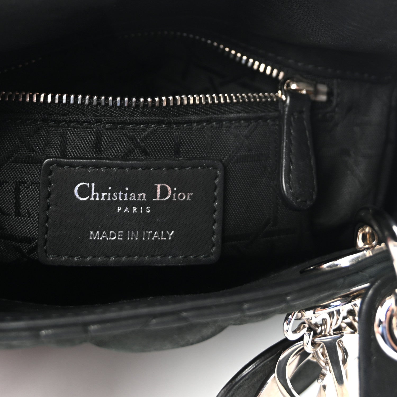 Christian Dior Metallic Calfskin Cannage Mini Lady Dior Black 6 of 9