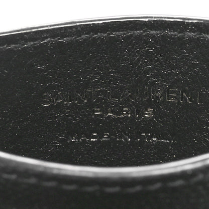 Saint Laurent Grain De Poudre Matelasse Chevron Monochrome Monogram Credit Card Case Black 6 of 8
