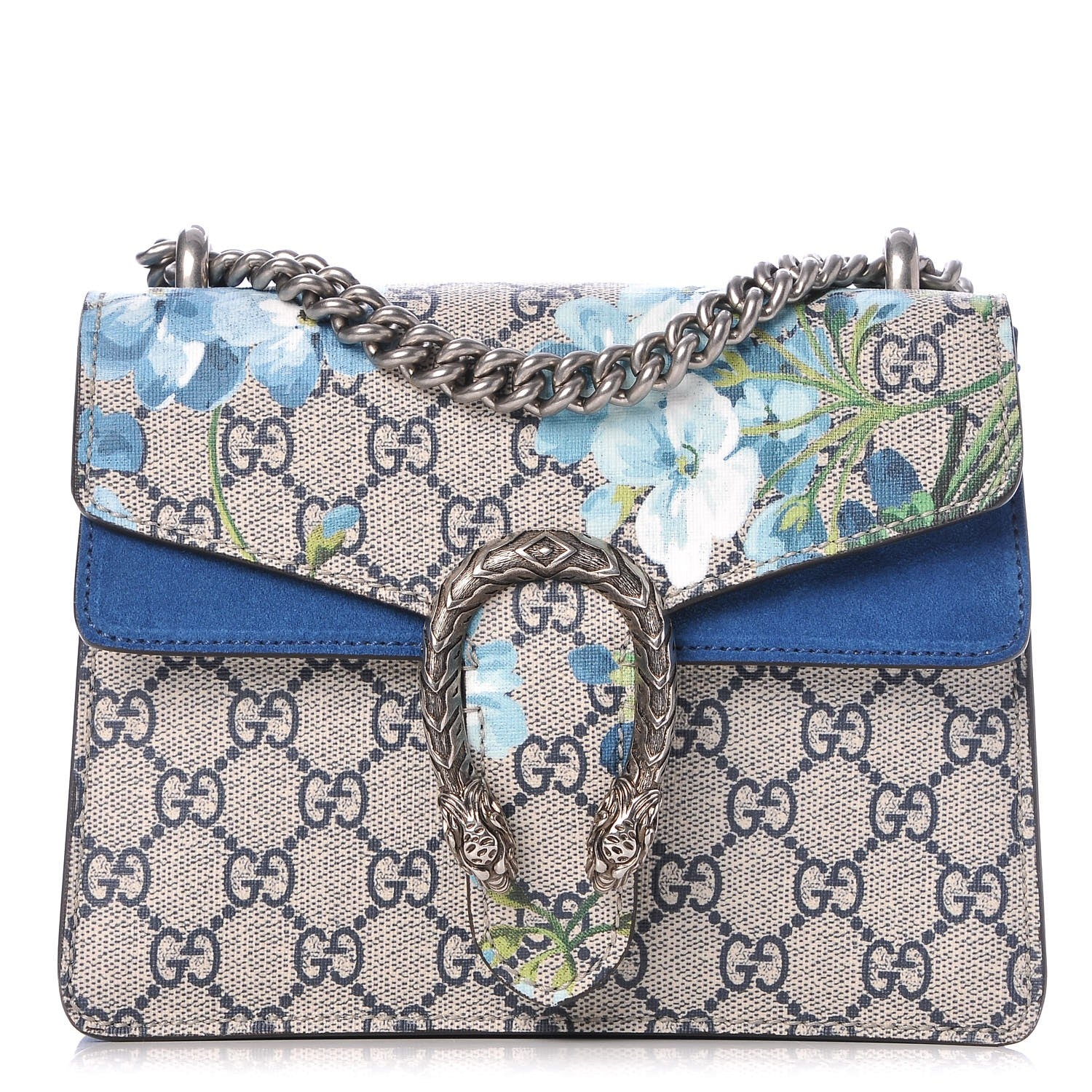 Gucci GG Supreme Monogram Blooms Mini Dionysus Shoulder Bag Beige Navy Vintage Blue 1 of 7