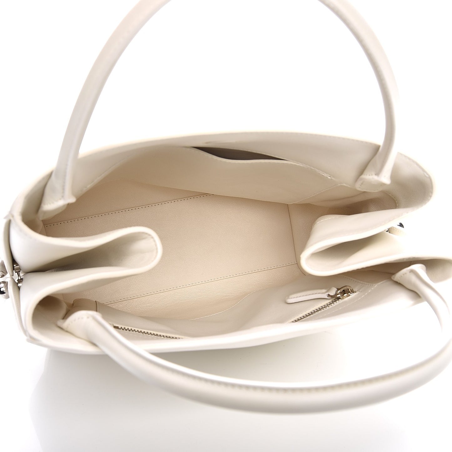 Calfskin Medium Bar Tote White