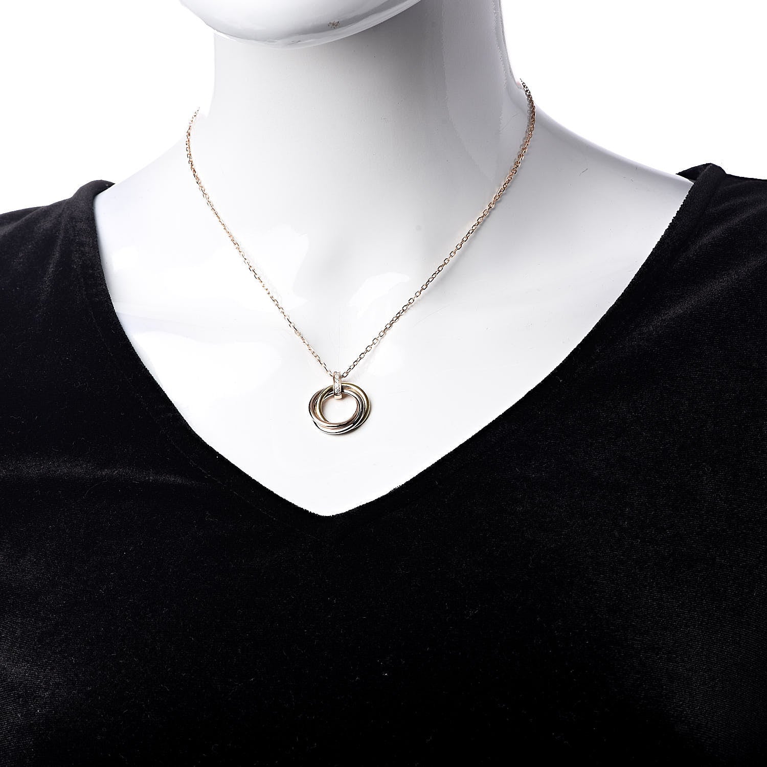 Cartier 18K Pink Yellow White Gold Diamond Trinity Pendant Necklace 2 of 7
