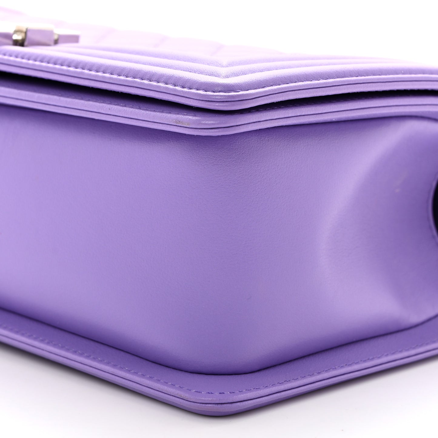 Lambskin Quilted Medium Boy Flap Purple