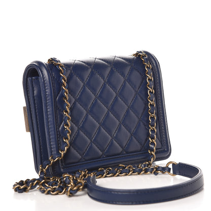 Chanel Lambskin Quilted Studded Boy Brick Flap Blue 3 of 9
