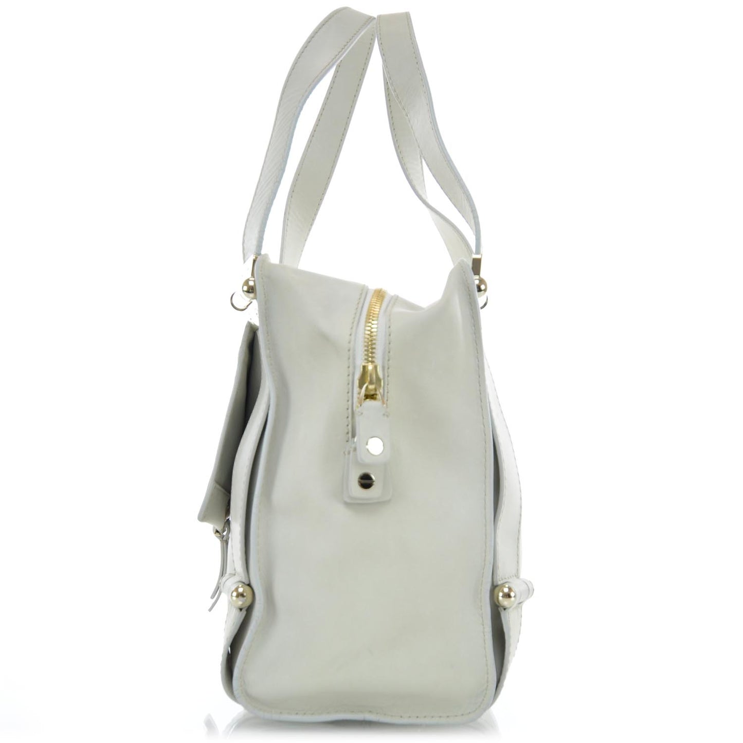 Cashmere Calfskin Medium Parker Tote White