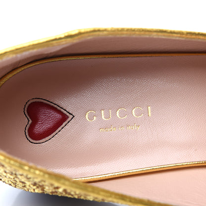 Gucci Glitter Web Peyton Loafers 41 Gold 8 of 12
