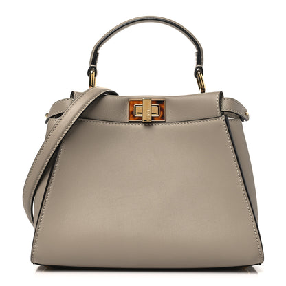 Fendi Vitello Seta Shiny Nappa Plexiglass Tortoise Mini Peekaboo Iconic Satchel Tortora 1 of 10