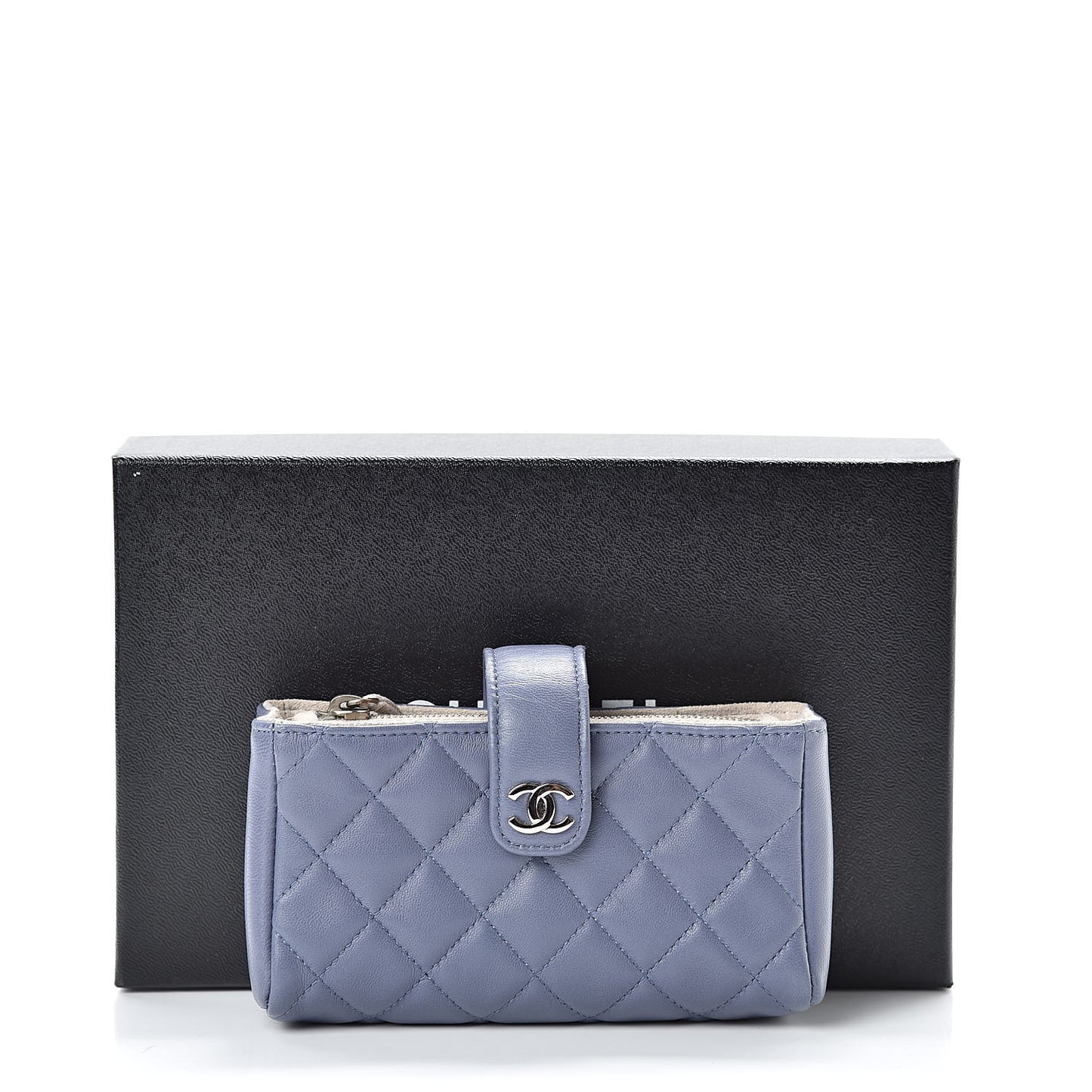 Lambskin Quilted Mini Phone Holder Clutch Lavender