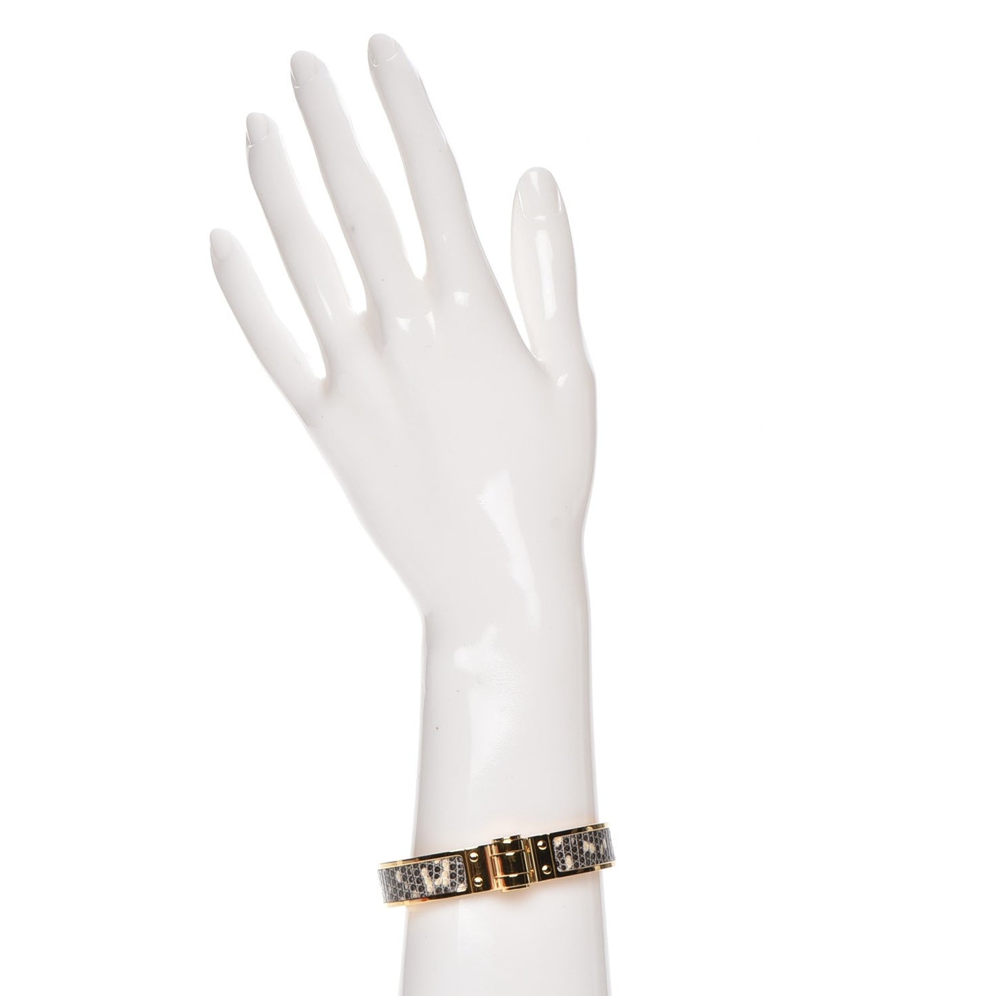 Lizard Charniere Cuir Narrow Hinged Bracelet S Ombre