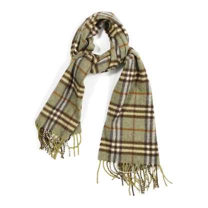 Burberry Cashmere Vintage Check Fringe Scarf Green 1 of 3