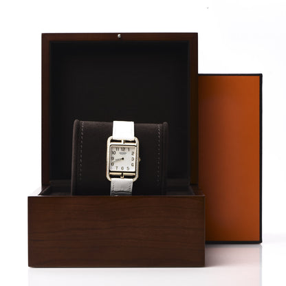 Hermes 18K Yellow Gold Alligator Diamond Bezel Mother of Pearl 29mm Cape Cod Quartz Watch Blanc 10 of 10
