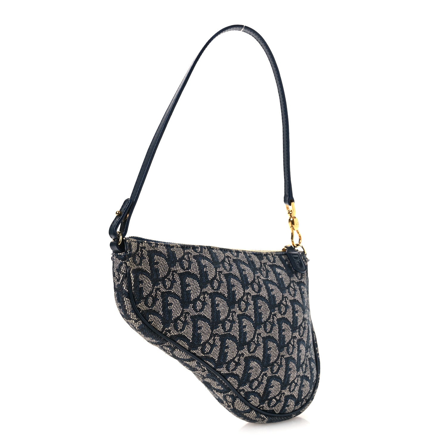 Christian Dior Monogram Mini Saddle Pochette Navy 3 of 14