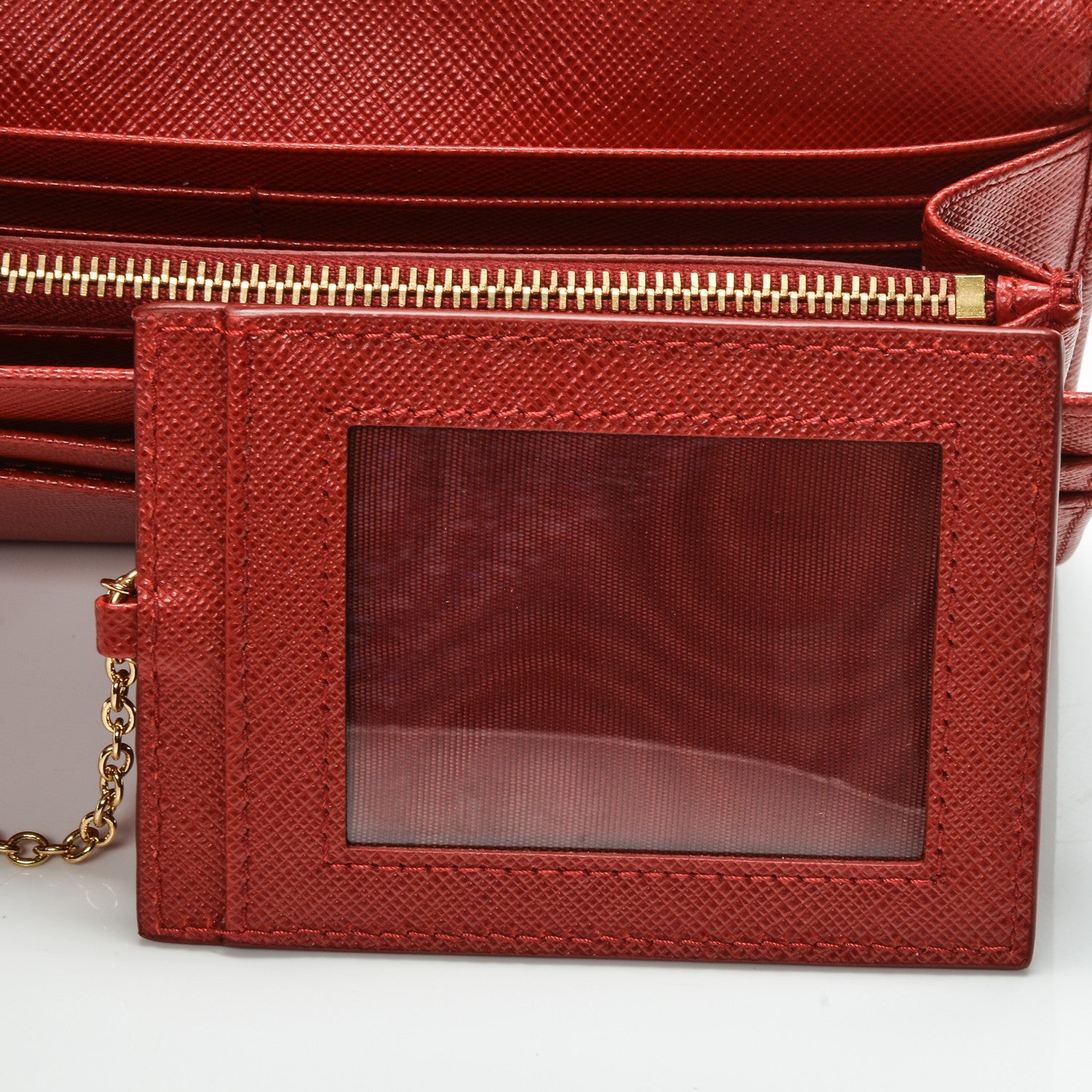 Prada Saffiano Metal Continental Flap Wallet Rosso 5 of 7