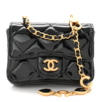 Chanel Patent Enamel Quilted Coco Hearts Clutch With Chain Black 9 of 12